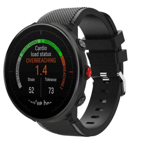 Twill Silicone Strap, black, on a watch, 3/4 front view