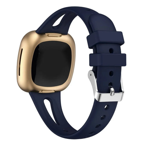 Silicone Strap 'Deluxe', dark blue, on a watch, 3/4 front view