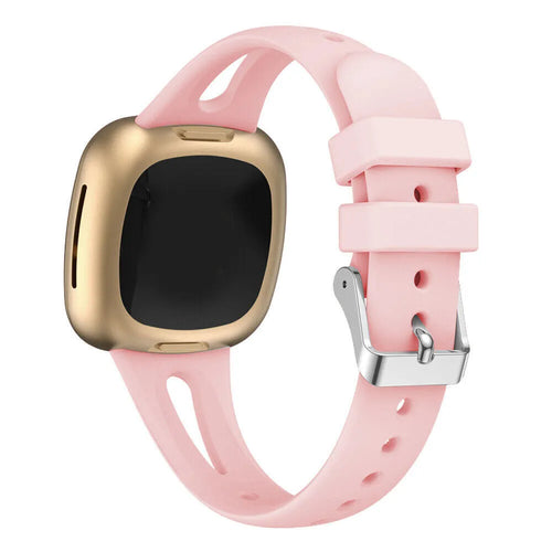 Silicone Strap 'Deluxe', pink, on a watch, 3/4 front view