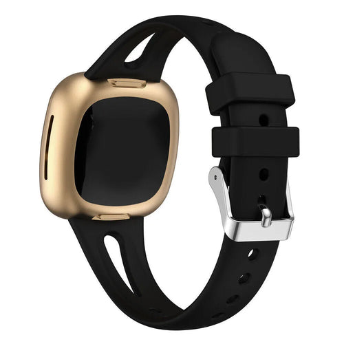 Silicone Strap 'Deluxe', black, on a watch, 3/4 front view