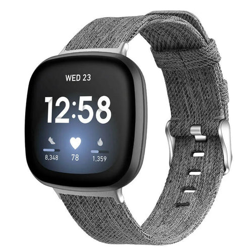 Nylon Canvas Strap, grey, on a watch, 3/4 front view
