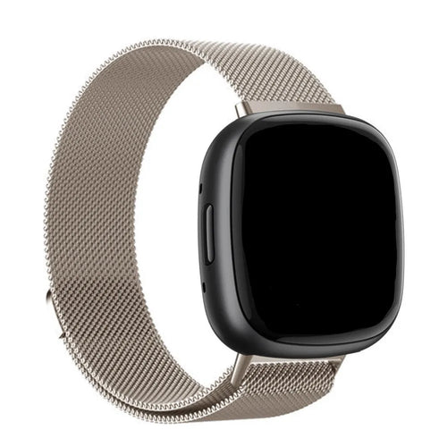 Milanese Strap, starlight, on a watch, 3/4 front view