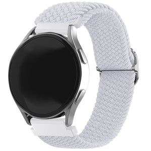 Nylon Adjustable Braided Strap, white, on a watch, 3/4 front view