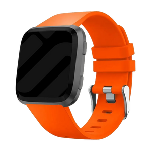 Silicone Strap, orange, on a watch, 3/4 front view