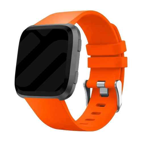 Silicone Strap, orange, on a watch, 3/4 front view