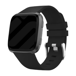 Silicone Strap, black, on a watch, 3/4 front view