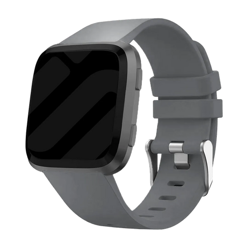 Silicone Strap, grey, on a watch, 3/4 front view