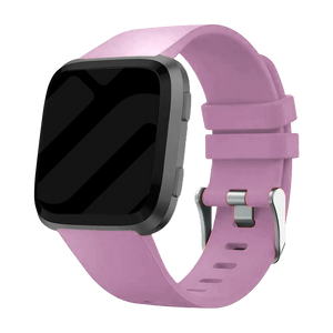 Silicone Strap, pink, on a watch, 3/4 front view