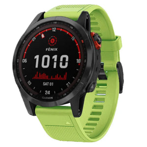 Silicone Strap, light green, on a watch, 3/4 front view