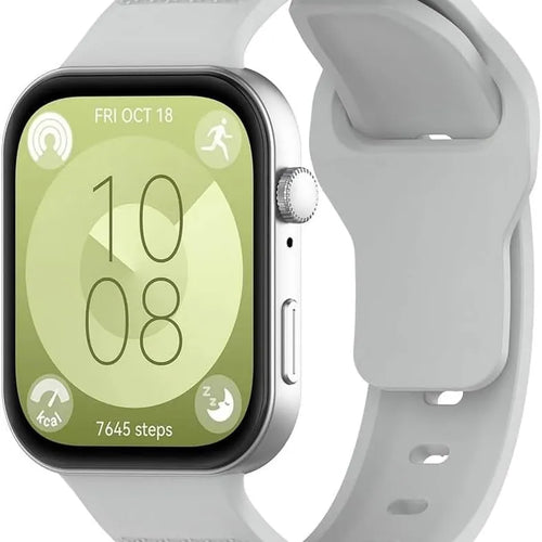 Outdoor Silicone Strap, grey, on a watch, 3/4 front view