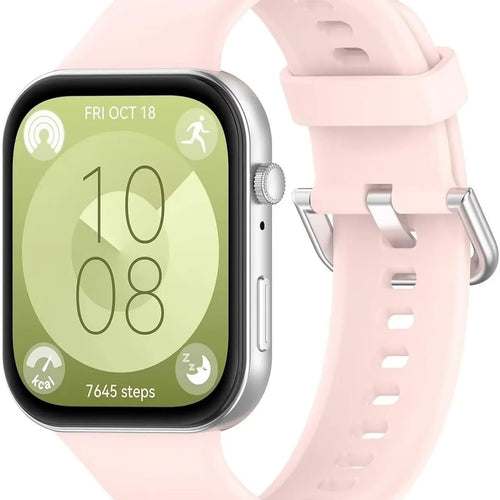 Silicone Strap, light pink, on a watch, 3/4 front view