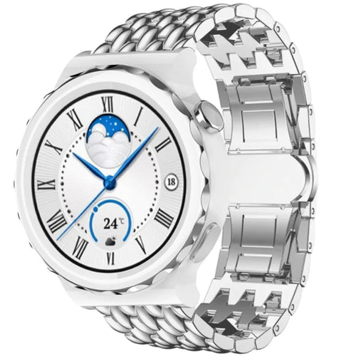 Steel Dragon Strap, silver, on a watch, 3/4 front view