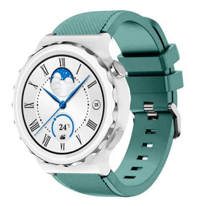 Twill Silicone Strap, viridian, on a watch, 3/4 front view