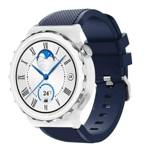 Twill Silicone Strap, dark blue, on a watch, 3/4 front view