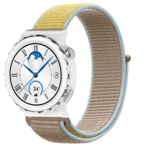 Nylon Strap, camel, on a watch, 3/4 front view