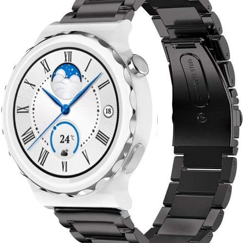 Titanium Strap, black, on a watch, 3/4 front view