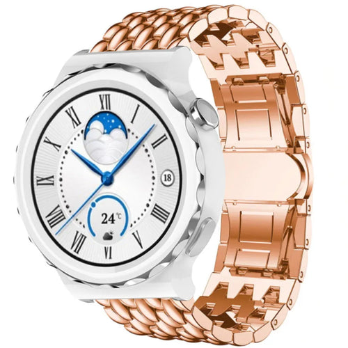 Steel Dragon Strap, rose gold, on a watch, 3/4 front view