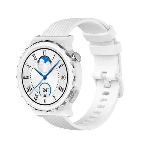 Premium Silicone Strap, white, on a watch, 3/4 front view