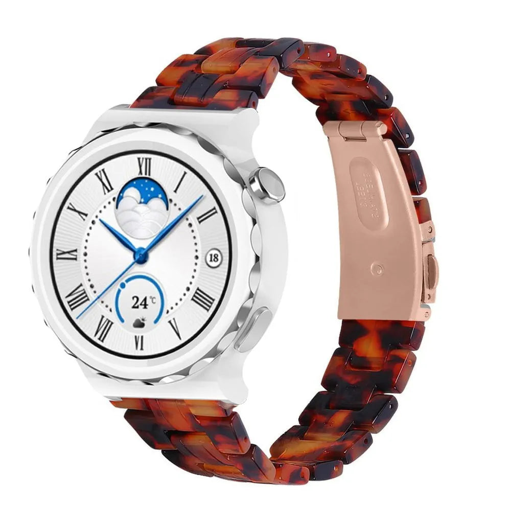 Metal Resin Strap, lava, on a watch, 3/4 front view