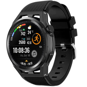 Twill Silicone Strap, black, on a watch, 3/4 front view