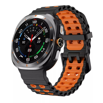 Bracelet silicone ondulé duo Samsung Galaxy Watch Ultra 2 (noir/orange)