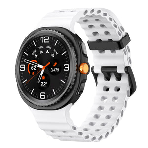 Silicone Ocean Strap, white, on a watch, 3/4 front view
