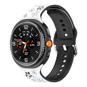 Samsung Galaxy Watch 9 - 40mm Flower Silicone Strap (Black/White)