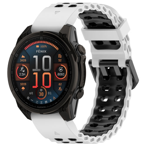 Garmin Quatix 3 / 6x / 7x Solar Wave Sport Strap (White/Black)
