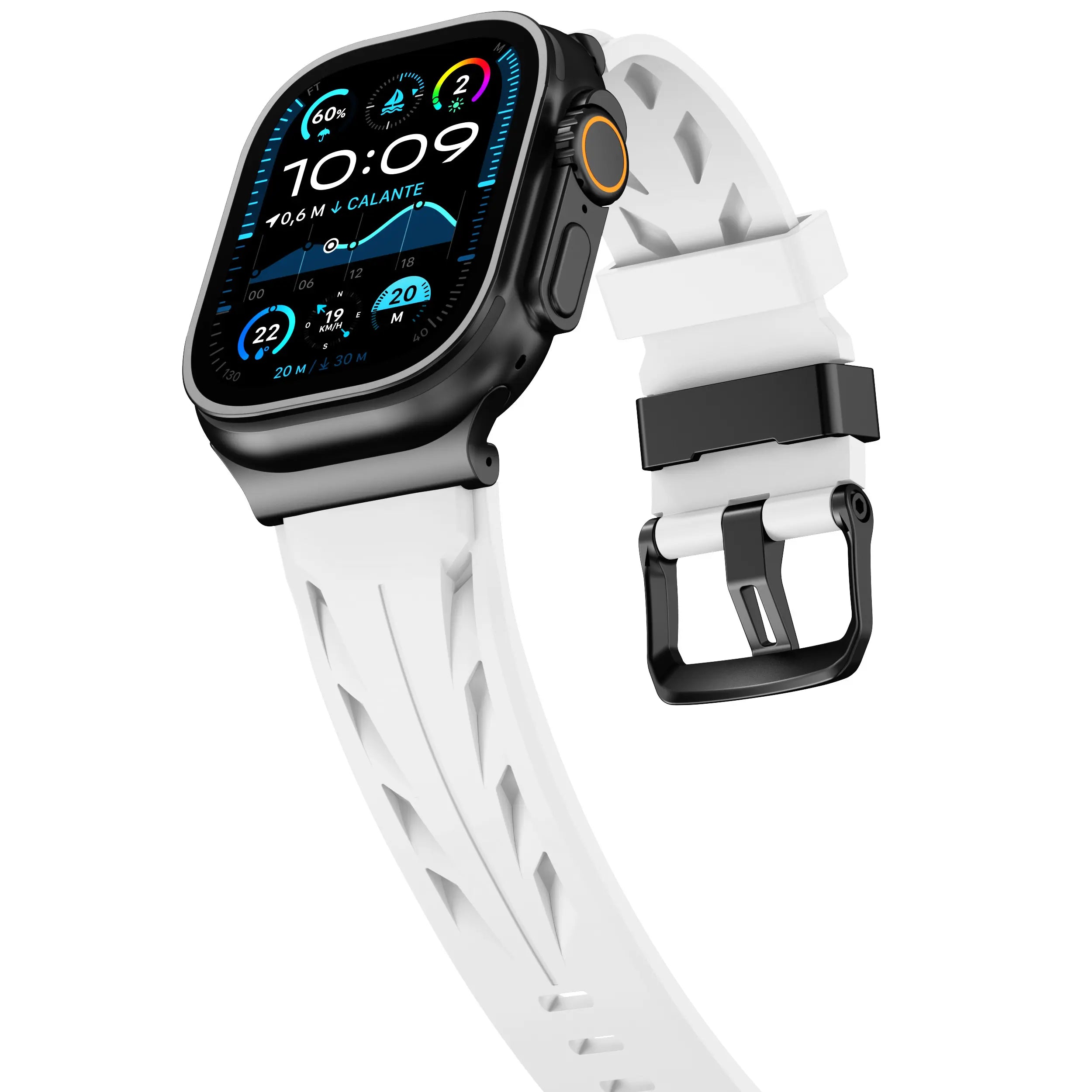 Bracelet silicone race Apple Watch (blanc)