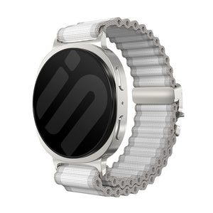 Samsung Galaxy Watch 9 - 40mm Outdoor Nylon Strap with P-Buckle (White with Silver)
