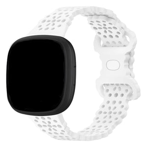 Patterned Silicone Strap, white, on a watch, 3/4 front view