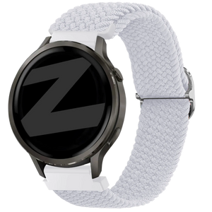 Braided Nylon Strap, white, on a watch, 3/4 front view
