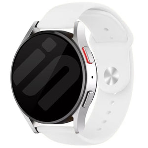 Silicone Sport Strap, white, on a watch, 3/4 front view