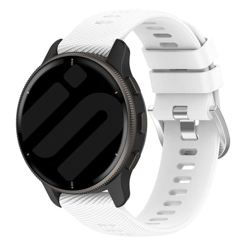Silicone Strap, white, on a watch, 3/4 front view