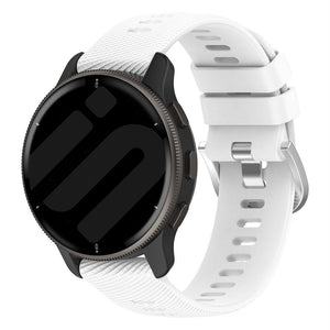 Silicone Strap, white, on a watch, 3/4 front view