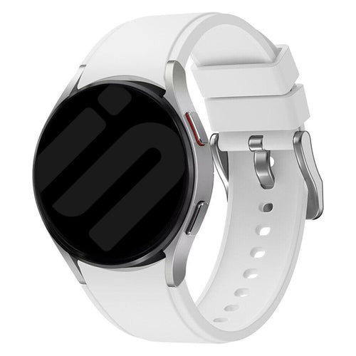 Silicone Strap 'Perfect Fit', white, on a watch, 3/4 front view