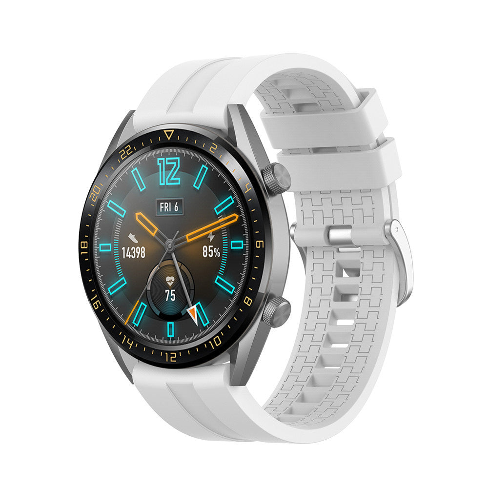Silicone Strap 'Extreme', white, on a watch, 3/4 front view