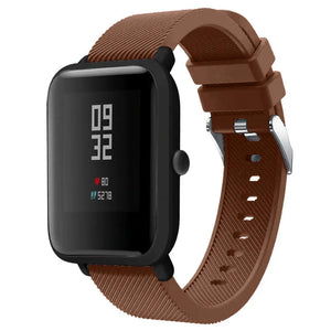 Twill Silicone Strap, brown, on a watch, 3/4 front view