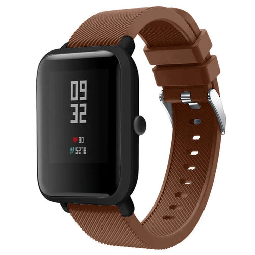 Twill Silicone Strap, brown, on a watch, 3/4 front view