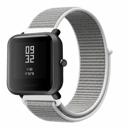 Nylon Strap, grey, on a watch, 3/4 front view