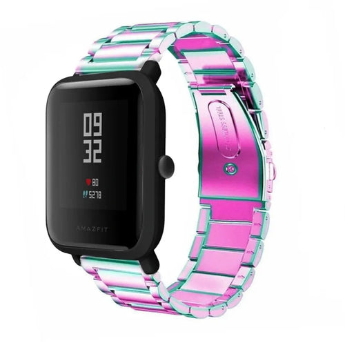 Steel Strap, pearlescent, on a watch, 3/4 front view