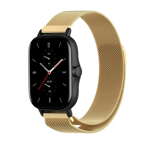 Milanese Strap, gold, on a watch, 3/4 front view