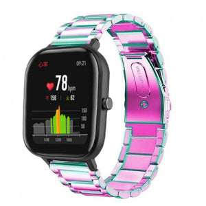 Steel Strap, pearlescent, on a watch, 3/4 front view