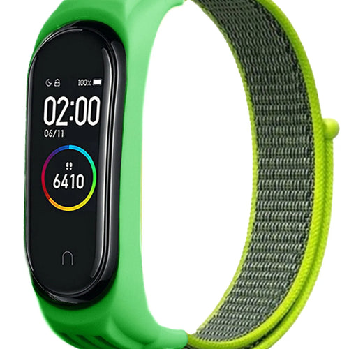 Nylon Strap, yellow/green, on a watch, 3/4 front view