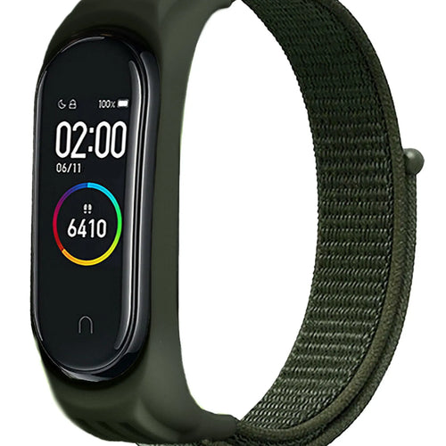 Nylon Strap, army green, on a watch, 3/4 front view