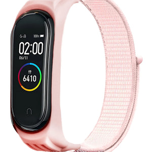 Nylon Strap, light pink, on a watch, 3/4 front view