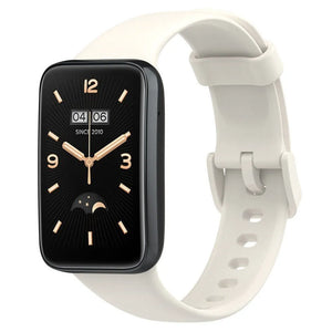 Silicone Strap, white, on a watch, 3/4 front view
