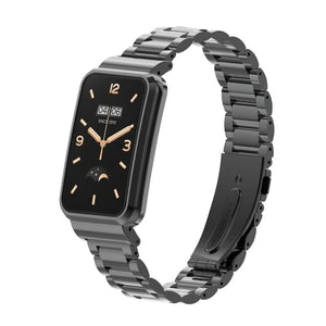 Steel Strap, black, on a watch, 3/4 front view