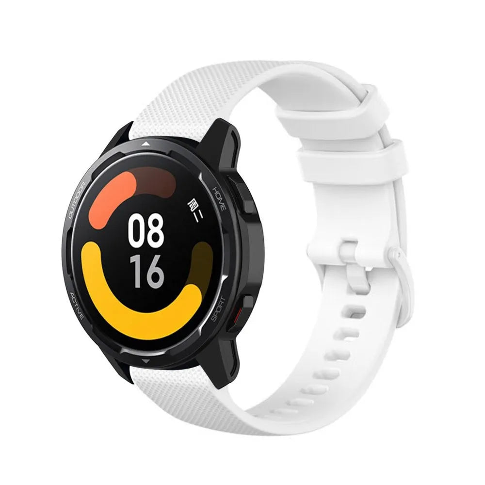 Premium Silicone Strap, white, on a watch, 3/4 front view
