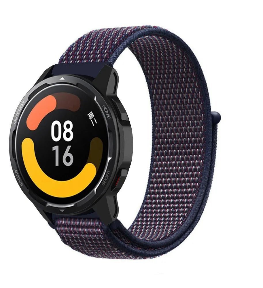 Nylon Strap, indigo, on a watch, 3/4 front view